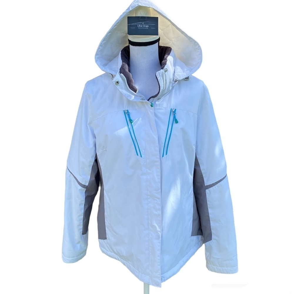 ZeroXposur Women Winter Hooded Jacket White Gray Size Large